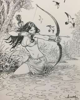 M. Aouamri | Aouamri, Mohamed - Dessin original - La chasseresse - (2022) | Catawiki