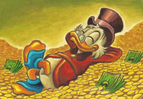 Joan Vizcarra | $crooge McDuck’s Tribute to Carl Bark - Resting in Wealth - Original Painting - Joan Vizcarra - Acrylic Art - Original Artwork | Catawiki