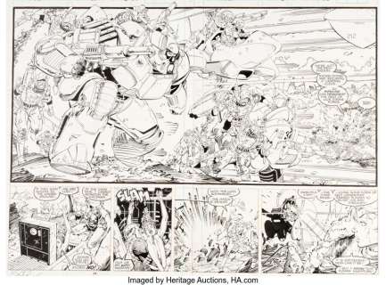 Lee, Jim - Jim Lee, Scott Williams, and Art Thibert The Uncanny X-Men #270 Double Page Spread 18-19 Original Art (Marvel, 199...