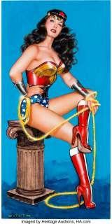 De Berardinis, Olivia - Olivia (Olivia De Berardinis) - Bettie Page as Wonder Woman Painting Original Art (2019)....