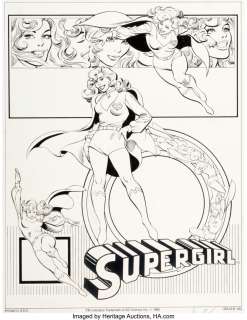 García-Lopez, José Luis - José Luis García-Lopez and Dick Giordano - DC Style Guide Illustration Supergirl Original Art (DC, 1982). ...