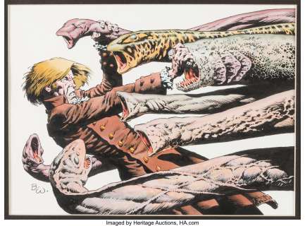 Wrightson, Bernie | Bernie Wrightson Bernie Wrightson: Master of the Macabre Trading Card #88 "Eels" Painting Original Art (FPG, 1993)... | Heritage