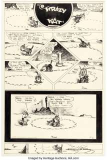 Herriman, George | George Herriman Krazy Kat Sunday Comic Strip Original Art dated 11-21-43 (King Features Syndicate, 1943).... | Heritage