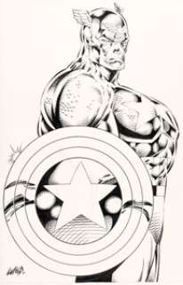 Liefeld, Rob - Rob Liefeld - Captain America "Heroes Reborn" Promotional Illustration Original Art (c. 1996)....