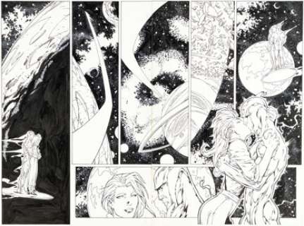 Roger Cruz and Joe Bennett - Silver Surfer Vol 3 #139 Double Story Page 2-3 Original Art (Marvel, 1998).