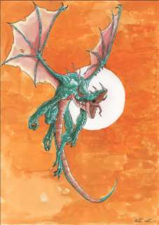 Poli, Michele | Poli, Michele - Original colour drawing - Vespertine Dragon - (2023) | Catawiki