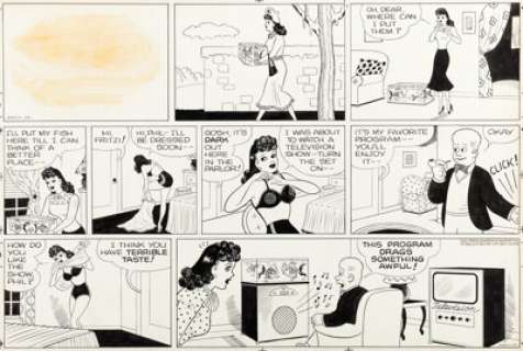 Ernie Bushmiller - Fritzi Ritz Sunday Comic Strip Original Art dated 3-20-49 (United Feature Syndicate, 1949).