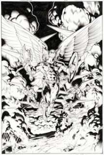 Dale Eaglesham and Wayne Von Grawbadger - Hawkman #38 Splash Page 4 Original Art (DC, 2005).