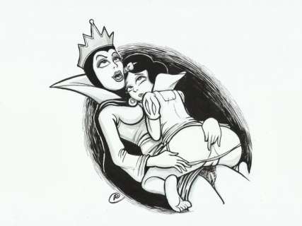 Ramis | Ramis - Original drawing - underground comic - sexy girl - Snow White and The Evil Queen - Friends forever - EO | Catawiki