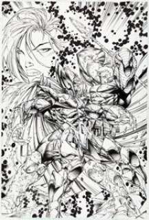 Stephen Platt and Matt Banning (as Batt) Cable #63 Unpublished Cover Original Art (Marvel, 1999).