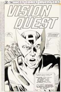 John Byrne and Mike Machlan West Coast Avengers #43 Splash Page 1 Hawkeye Original Art (Marvel, 1989).