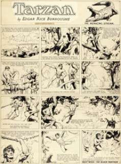 Hal Foster Tarzan Sunday Comic Strip Original Art dated 11-6-32 (United Feature Syndicate, 1932).