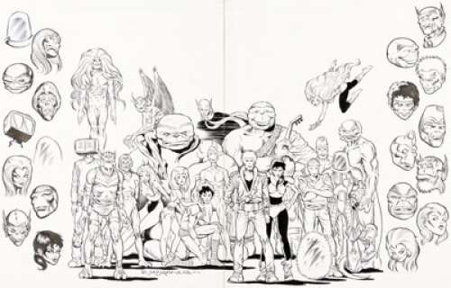 Shawn McManus Who‘s Who: The Definitive Directory of the DC Universe #17 The Omega Men Double Splash Page Original Art (DC, 1986). (Total: 2 Original Art)