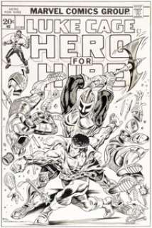 Billy Graham Hero for Hire #6 Cover Original Art (Marvel, 1973).