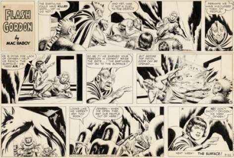 Mac Raboy Flash Gordon Sunday Comic Strip Original Art dated 5-22-66 (King Features Syndicate, 1966).