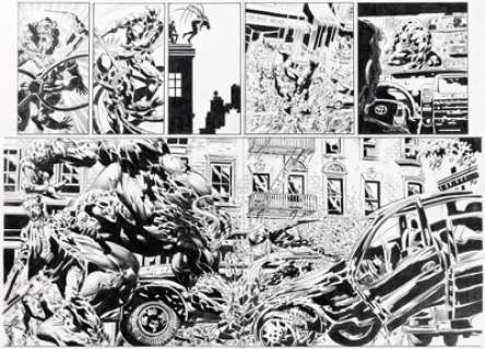 Mike Deodato Jr. Thunderbolts #114 Double Page Spread 12-13 Original Art (Marvel, 2007).