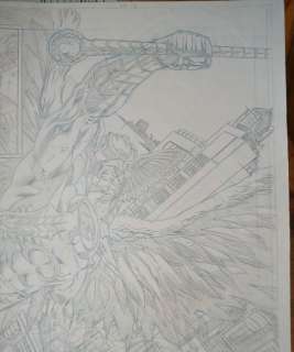 Ron Wagner | Hawkman Ron Wagner - 49x67 cm - Immense DPS - Hawkman Annual Vol 3 #2 - Page volante - Exemplaire unique - (1995) | Catawiki