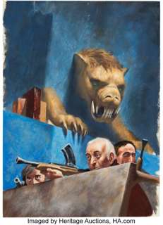 John Schoenherr Analog Science Fact-Fiction October 1961 "Lion Loose" Cover Painting Original Art (Street & Smith, 1961). | Heritage