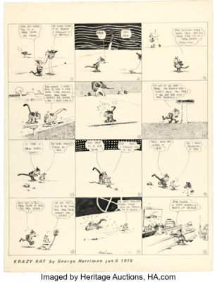 George Herriman Krazy Kat Sunday Comic Strip Original Art dated 1-5-19 (King Features Syndicate, 1919). | Heritage