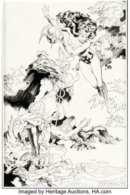 P. Craig Russell Wonder Woman #50 Hermes / Wonder Woman Pin-Up Original Art (DC, 1991). | Heritage