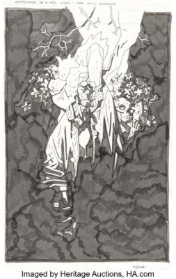 Mike Mignola Hellboy in Hell - The Descent Variant Cover Original Art (Dark Horse, 2014). | Heritage