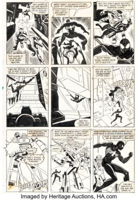 Frank Springer, Kim DeMulder, and Mike Esposito The Transformers #3 Black Costume Spider-Man Story Page 20 Original Art (Marvel, 1985). | Heritage