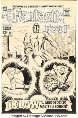 Jack Kirby and Joe Sinnott Fantastic Four #56 Klaw Cover Original Art (Marvel, 1966). | Heritage