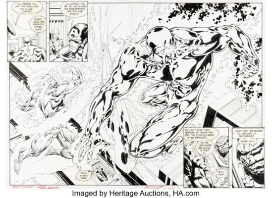 Bart Sears and Ray Kryssing Silver Surfer #93 Double-Page Spread 14-15 Original Art (Marvel, 1994). | Heritage