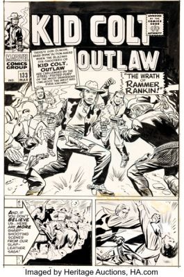 Larry Lieber and Sol Brodsky Kid Colt Outlaw #133 Cover Original Art (Marvel, 1967).