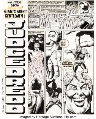 Brian Bolland 2000 AD Prog #77 Judge Dredd and Jolly Green Giant Story Page 1 Original Art (Fleetway, 1978). | Heritage