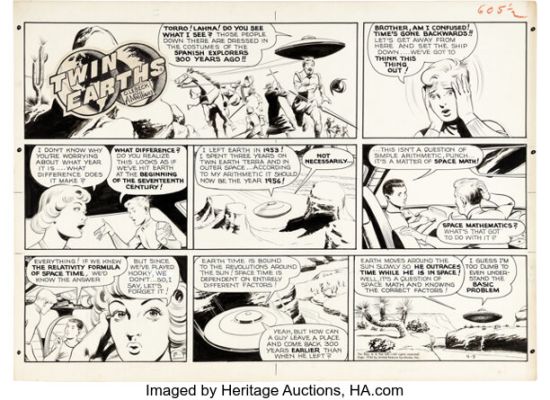 Al McWilliams Twin Earths Sunday Comic Strip Original Art dated 9-9-56 (United Feature Syndicate, 1956). | Heritage