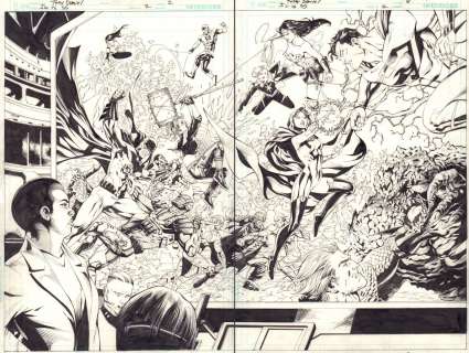 Sandu Florea, Tony Daniel - Justice League Vs. Suicide Squad #2 Pgs. 2 & 3 - Batman, Superman, Wonder Woman, Aquaman, Flash, Green Lantern, Cyborg, Harley Quinn, & More Action Dps - 2016