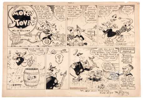 BILL HOLMAN â€œSMOKEY STOVERâ€ 1940 SUNDAY PAGE ORIGINAL ART. 