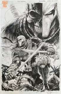 Tyler Kirkham - deathstroke prime 1 studio statue & box art & dc poster (dc, 2018)