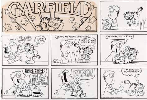 Jim Davis Garfield Sunday Strip Original Art 1984 | AB Comic Art