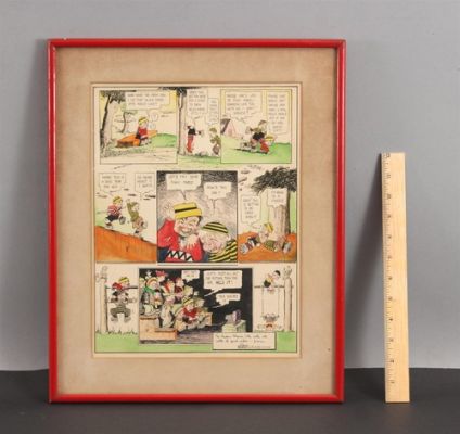 RARE Signed & Orig DOW WALLING NY Herald Comic Strip SKEETS Ink Drawing Painting