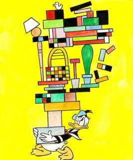 Tony Fernandez - Donald Duck Inspired by Kandinsky’s "La Toile Jaune" (1938) - Original Painting - 48 x 32 cm | Catawiki