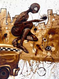 Max Pedreira Peinture originale - Spider-Man - Original Coffee Painting - Hand Signed - Coffee Art | Catawiki