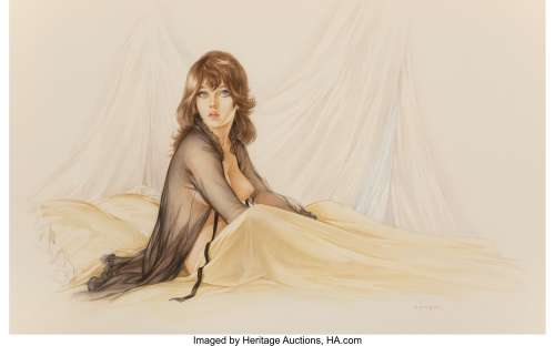 Alberto Vargas (Peruvian/American, 1896-1982) Practicing for the Honeymoon, Playboy, June 1966 Watercolor on -