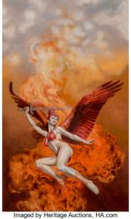 Rowena Morrill (American, 1944-2021) Flame Goddess, The Fantastic Art of Rowena Morrill paperback cover, 1983 - | Heritage