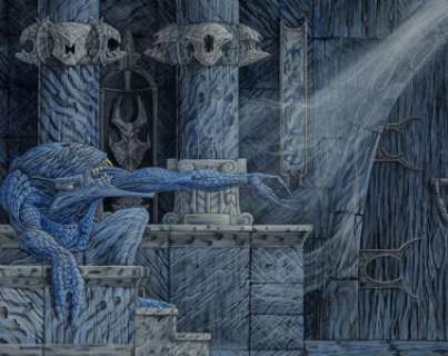 American Artist (20th Century). Cthulhu. Oil on canvas. 16 x 20 inches (40.6 x 50.8 cm). Signed lo...