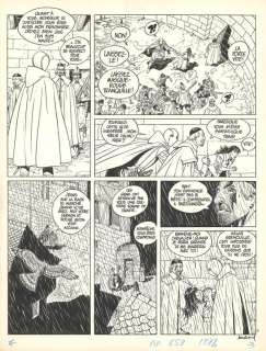André Juillard - Planche originale n°9 issue dans l‘histoire La grenouille et le chevalier, prépubliée dans Pif Gadget n°658 d‘Octobre 1981 - Rendez-vous à Chantilly - Masquerouge