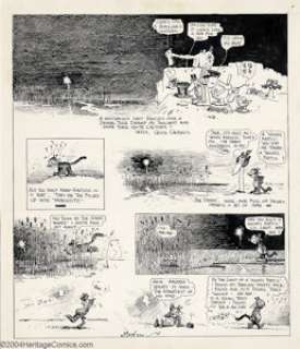 George Herriman - Original Comic Strip Art for Krazy Kat, dated 12-21-19 (Hearst, 1919). In all the history of - | Heritage