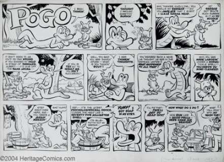 Walt Kelly - Original Comic Strip Art for Pogo Sunday dated 1-10-54 (Post-Hall Syndicate, 1954). If there‘s one -