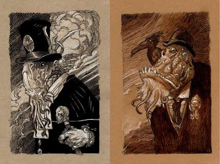 Mark Nelson - innsmouth: the lost drawings of mannish sycovia2 published mixed media pinups (sold live on ‘dueling dealers of comic art‘ episode #83 podcast on 8-24-2022 watch it here!