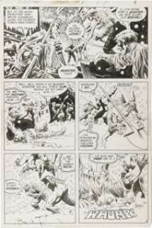 Bernie Wrightson - Swamp Thing #8, page 8 Original Art (DC, 1974). The moss-encrusted man-brute faces a mindless - | Heritage