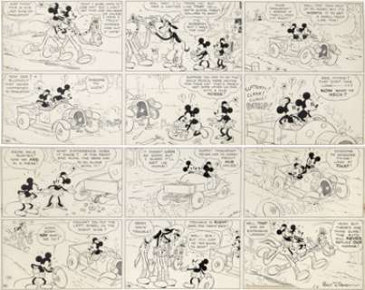 Floyd Gottfredson Mickey Mouse Sunday Comic Strip Original Art, dated 5-6-34 (Walt Disney, 1934). Ice -