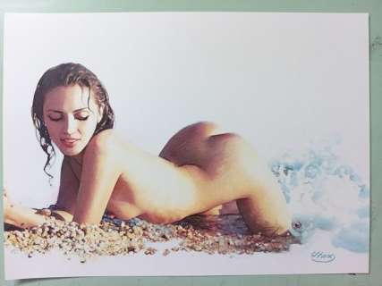 Max Newmann - 1 Original colour drawing - Smokeland Press sexy - by the beach | Catawiki