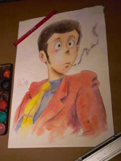 Zanella & Saras - 1 Original colour drawing - Lupin III - Il simpatico - 2024 | Catawiki