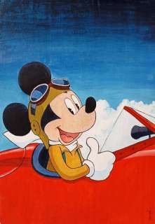 Jordi Juan Pujol - Mickey Mouse Tribute to Porco Rosso - Hayao Miyazaki - Watercolor on Wood | Catawiki